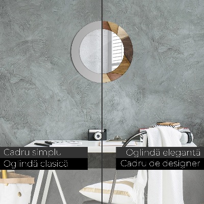 Ronde spiegel met decoratie Geometrisch 3D-hout