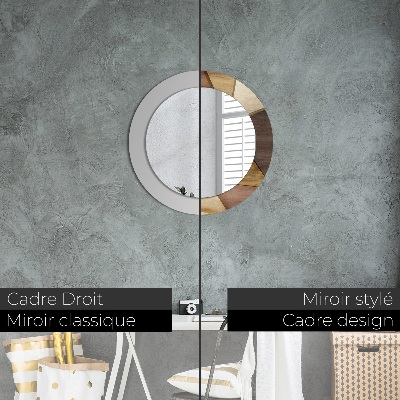 Ronde spiegel met decoratie Geometrisch 3D-hout