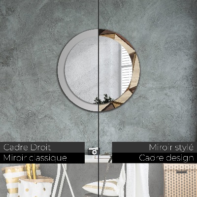 Ronde spiegel met decoratie Geometrisch 3D-hout