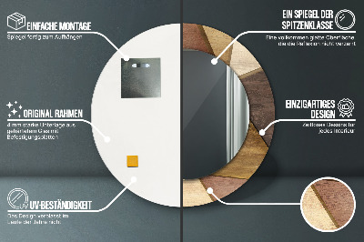 Ronde spiegel met decoratie Geometrisch 3D-hout