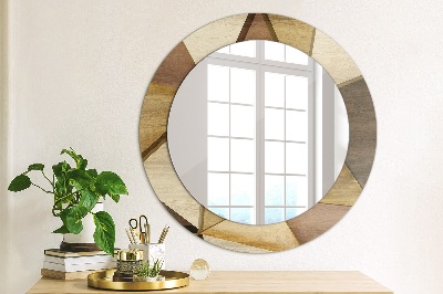 Ronde spiegel met decoratie Geometrisch 3D-hout