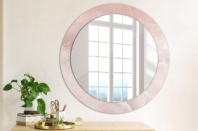 Ronde spiegel met decoratie Roze steen