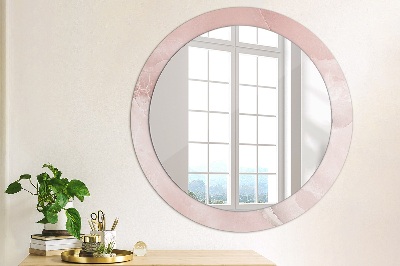 Ronde spiegel met decoratie Roze steen