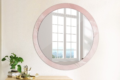 Ronde spiegel met decoratie Roze steen