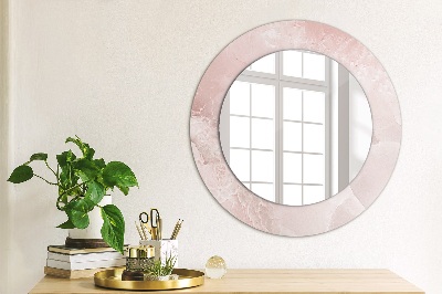 Ronde spiegel met decoratie Roze steen