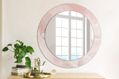 Ronde spiegel met decoratie Roze steen