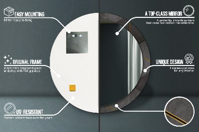 Ronde spiegel met decoratie Grijze driehoeken