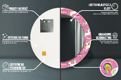 Bedrukte ronde spiegel Magische eenhoorn