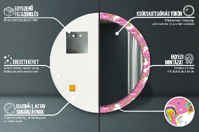 Bedrukte ronde spiegel Magische eenhoorn