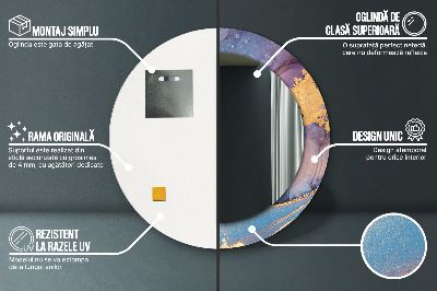 Ronde spiegel met decoratie Marmeren steen