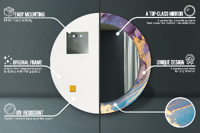 Ronde spiegel met decoratie Marmeren steen