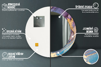 Ronde spiegel met decoratie Marmeren steen