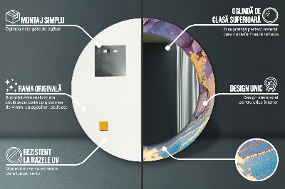 Ronde spiegel met decoratie Marmeren steen