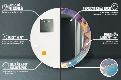 Ronde spiegel met decoratie Marmeren steen