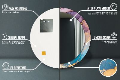 Ronde spiegel met decoratie Marmeren steen