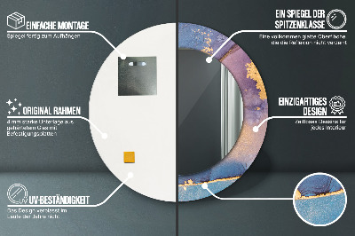 Ronde spiegel met decoratie Marmeren steen