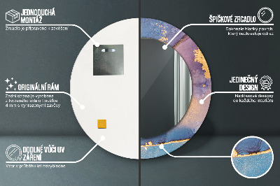 Ronde spiegel met decoratie Marmeren steen
