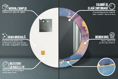 Ronde spiegel met decoratie Marmeren steen