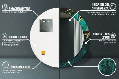 Bedrukte ronde spiegel Marmergroen