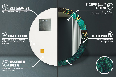 Bedrukte ronde spiegel Marmergroen