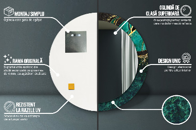 Bedrukte ronde spiegel Marmergroen