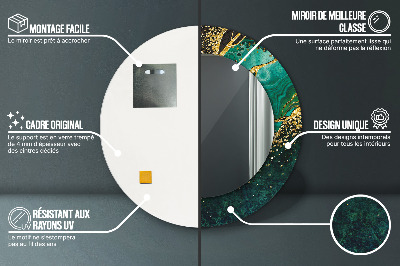 Bedrukte ronde spiegel Marmergroen