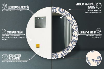 Bedrukte ronde spiegel Bloemenpatroon