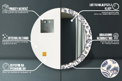 Bedrukte ronde spiegel Bloemenpatroon