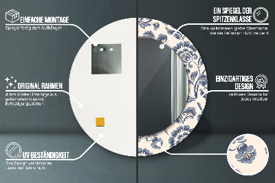 Bedrukte ronde spiegel Bloemenpatroon