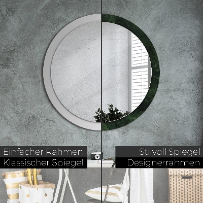 Ronde spiegel met decoratie Groen marmer
