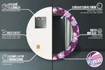 Bedrukte ronde spiegel Eenhoornsterren