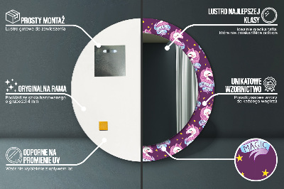 Bedrukte ronde spiegel Eenhoornsterren