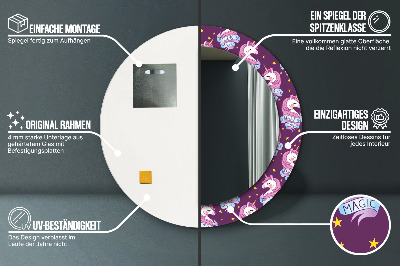 Bedrukte ronde spiegel Eenhoornsterren