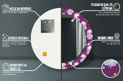 Bedrukte ronde spiegel Eenhoornsterren