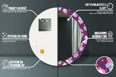 Bedrukte ronde spiegel Eenhoornsterren