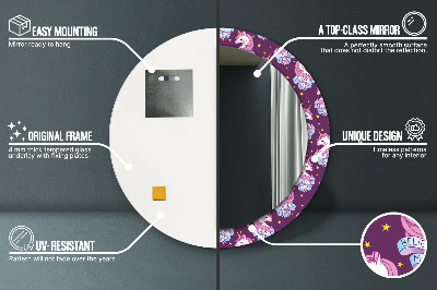 Bedrukte ronde spiegel Eenhoornsterren