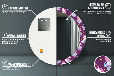 Bedrukte ronde spiegel Eenhoornsterren
