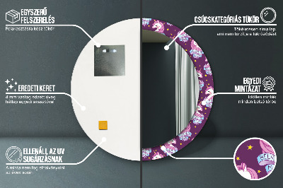 Bedrukte ronde spiegel Eenhoornsterren