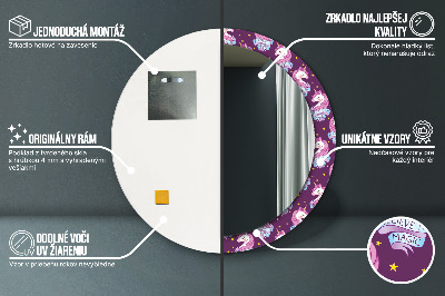 Bedrukte ronde spiegel Eenhoornsterren
