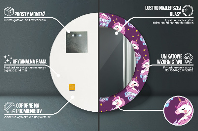 Bedrukte ronde spiegel Eenhoornsterren