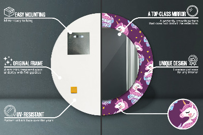 Bedrukte ronde spiegel Eenhoornsterren