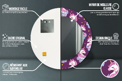 Bedrukte ronde spiegel Eenhoornsterren