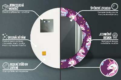 Bedrukte ronde spiegel Eenhoornsterren