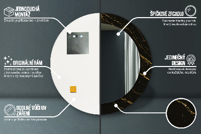 Ronde spiegel met decoratie Zwart marmer