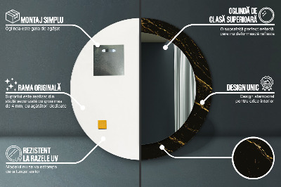 Ronde spiegel met decoratie Zwart marmer