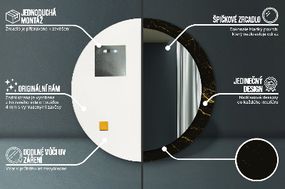 Ronde spiegel met decoratie Zwart marmer