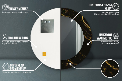 Ronde spiegel met decoratie Zwart marmer