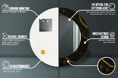 Ronde spiegel met decoratie Zwart marmer