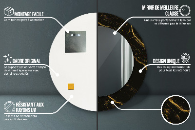 Ronde spiegel met decoratie Zwart marmer