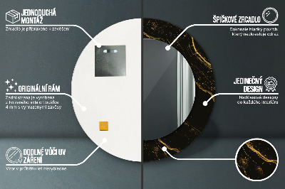 Ronde spiegel met decoratie Zwart marmer